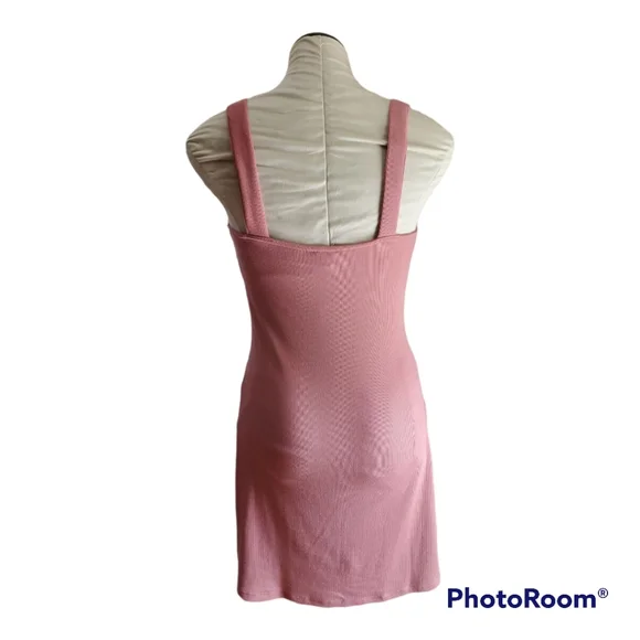 River Island Pink Cami Ribbed Button Front Mini Dress US Size 10 - Picture 3 of 6